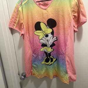 Disney Scrub Rainbow Minnie Mouse Shirt for Healthcare
